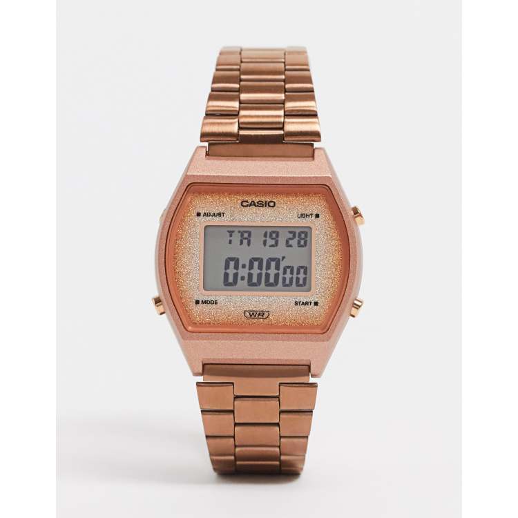 Casio digital bracelet watch in rose gold