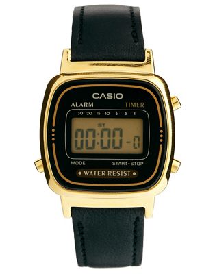casio digital watch with leather strap