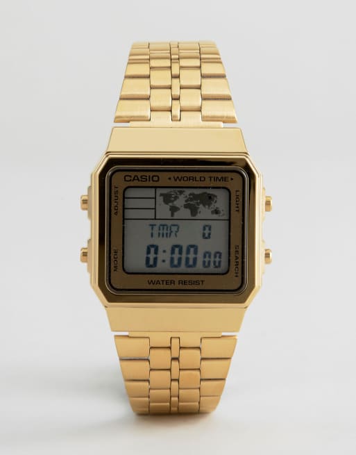 Bekwaamheid heet album Casio Digital Map Watch In Gold A500WGA-1DF | ASOS