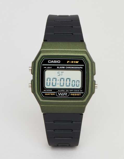 Casio - F-91WM-3AEF - Montre digitale en silicone - Noir et vert