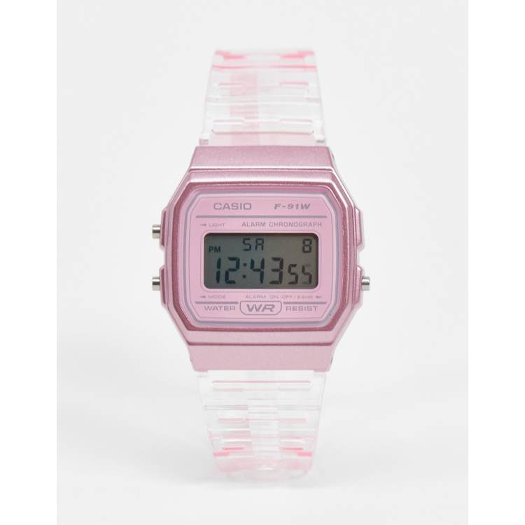 Casio F 91WS 4EF digital watch in pink