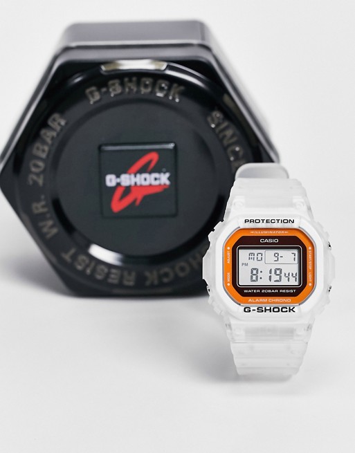 Casio G-shock DW-5600LS-7 digital watch in white
