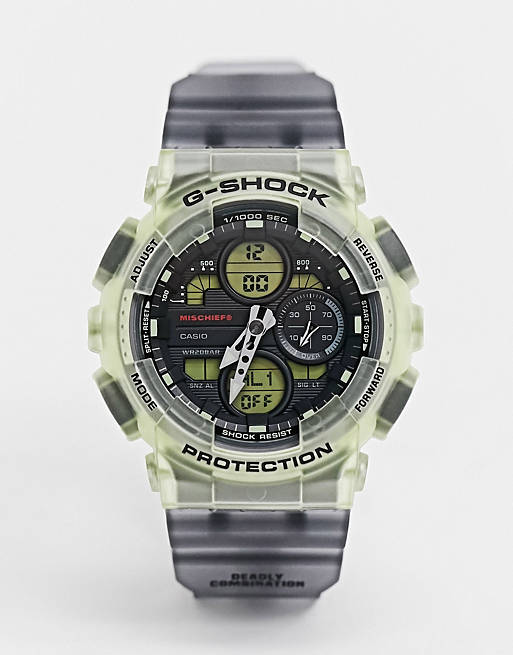 Casio G Shock Mischief collab resin watch in clear and black GMA-S140MC