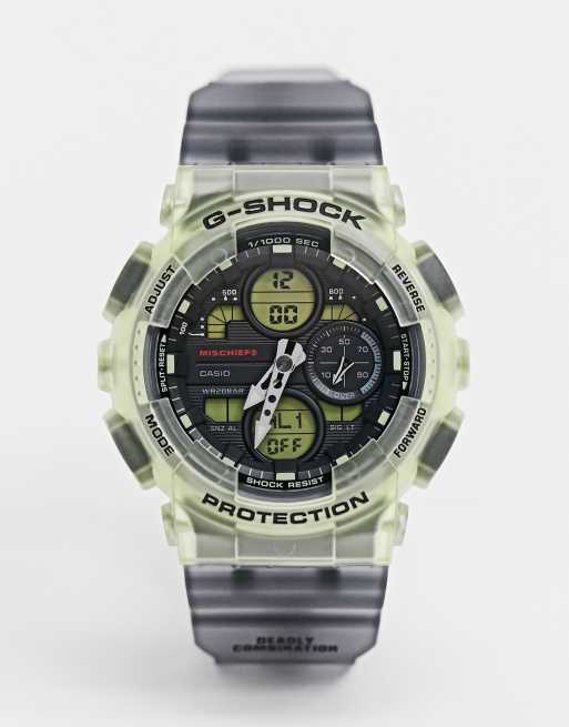 Casio G Shock Mischief collab resin watch in clear and black GMA-S140MC