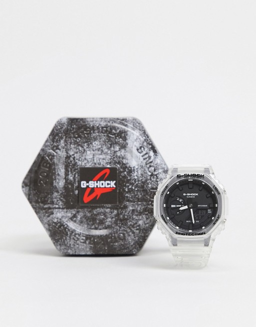 Casio G Shock silicone digital watch in clear