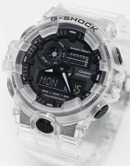 Casio G Shock skeleton series watch in clear and black ASOS