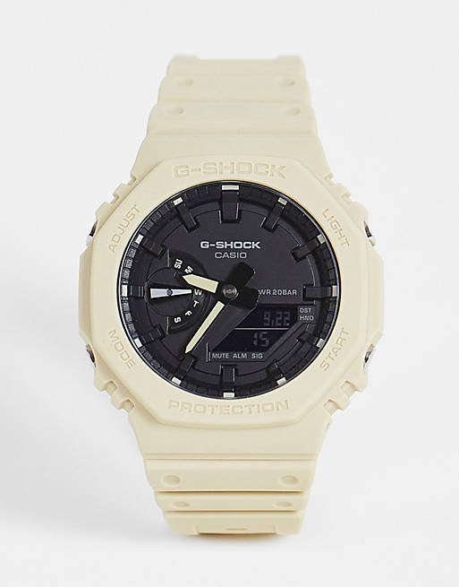 Casio G Shock unisex silicone watch in beige GA-2100