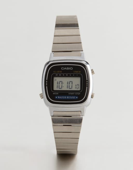 small silver casio watch