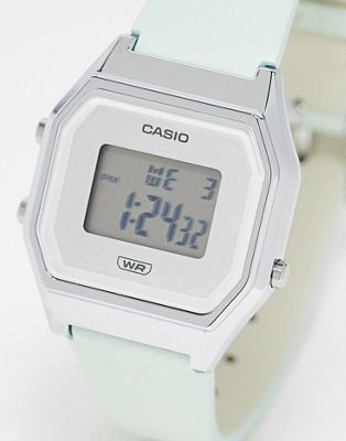 Casio LA680 turquoise leather band watch in silver - ASOS Price Checker