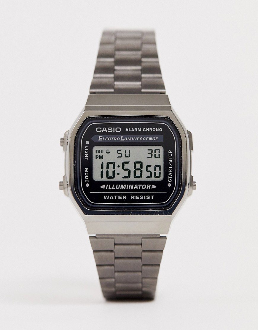 Casio - Metalen digitaal horloge met vintagelook-Grijs