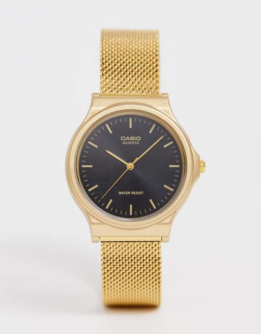 Casio Metallic mesh watch in gold | ASOS