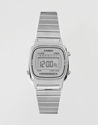 Casio mini digital watch in silver tone LA670WEA-7EF