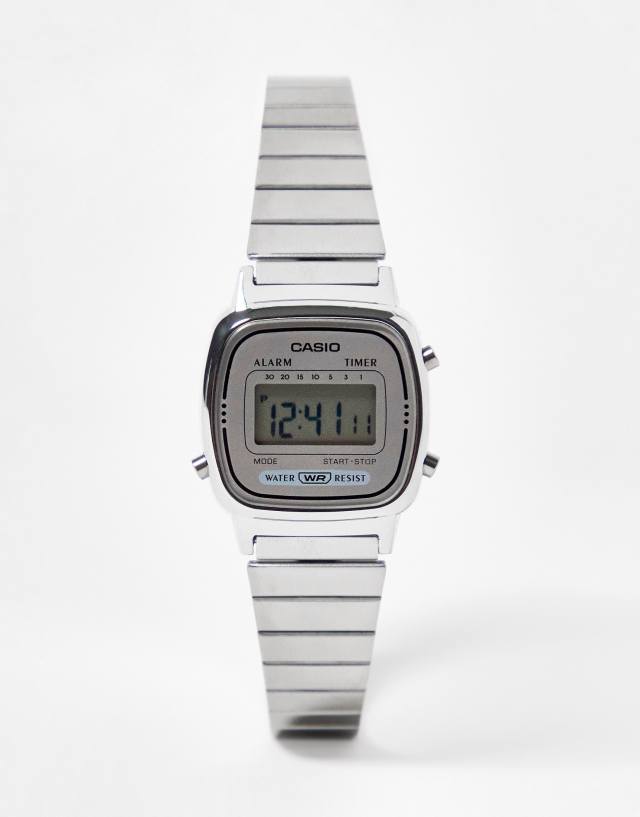 Casio mini digital watch in silver tone