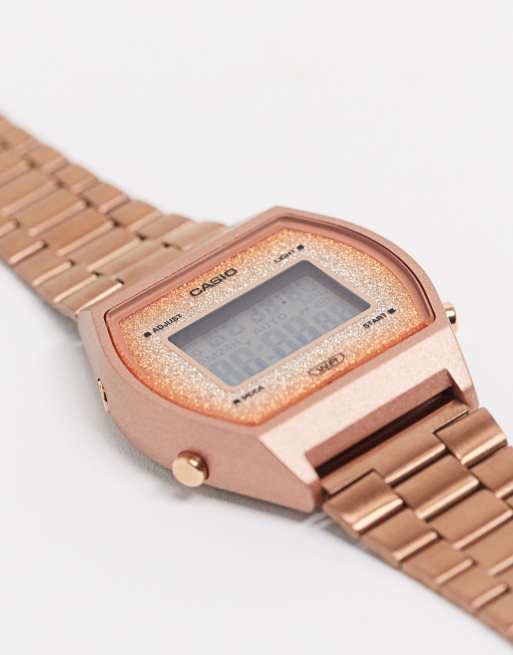 Casio - Orologio digitale con bracciale oro rosa