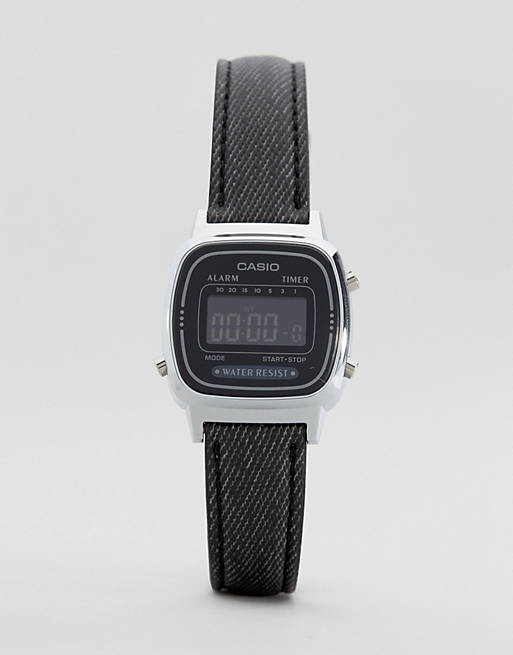 resistencia accidente imperdonable Casio – Schwarze Uhr mit Lederarmband, LA670WEL-1BEF | ASOS
