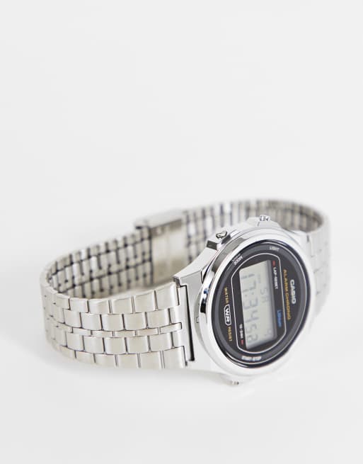 Casio – Silberfarbene runde, digitale Unisex-Armbanduhr im Vintage-Design A171WE-1AEF, 2 von 4