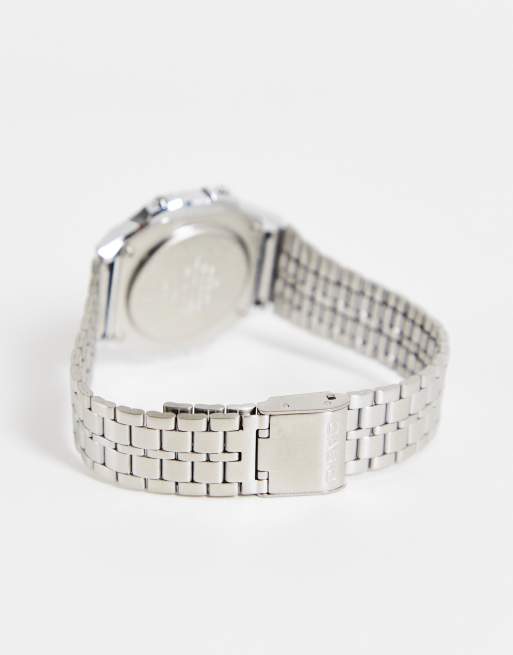 Casio – Silberfarbene runde, digitale Unisex-Armbanduhr im Vintage-Design A171WE-1AEF, 3 von 4