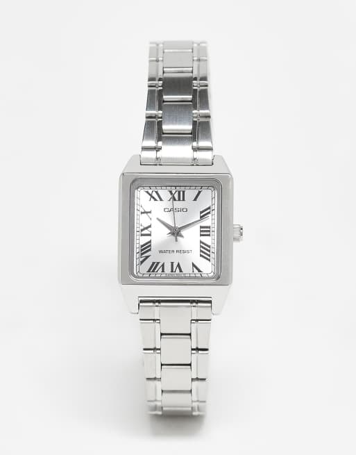 Casio stainless steel chain link vintage style watch in silver