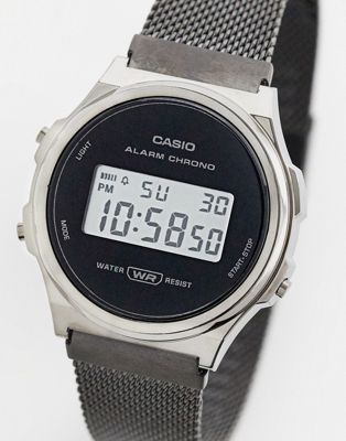 Casio unisex vintage mesh bracelet watch in two tone