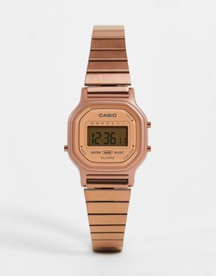 Casio vintage digital bracelet watch in rose gold