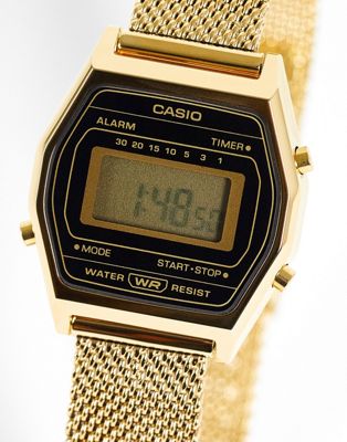 Casio vintage mesh bracelet strap watch in gold