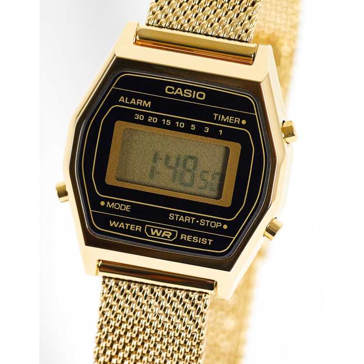 Casio vintage mesh bracelet strap watch in gold