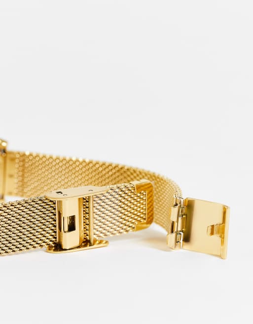 Casio vintage mesh bracelet strap watch in gold ASOS