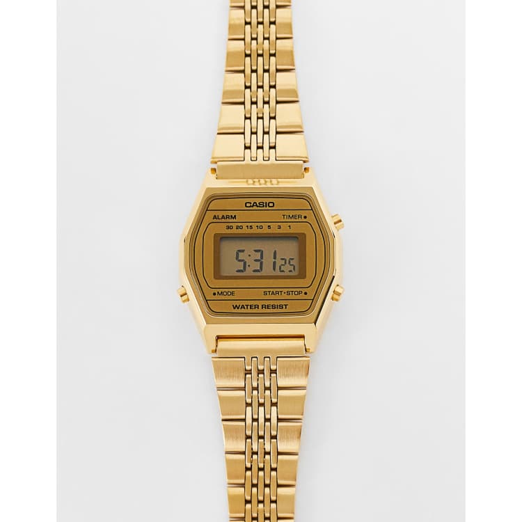 Casio Women's Digital Vintage Gold-Tone Stainless Steel Bracelet Watch 39x39mm La680Wga-9Mv