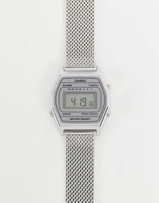 Casio Vintage unisex mesh digital watch in silver LA690WEM 7EF ASOS