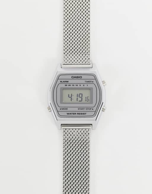 Casio Vintage unisex mesh digital watch in silver LA690WEM-7EF