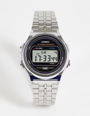 Casio Vintage unisex round digital bracelet watch in silver A171WE-1AEF |  ASOS