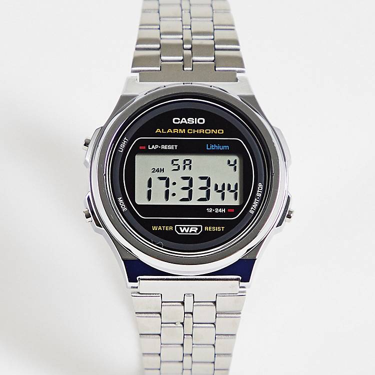 Casio Vintage unisex round digital bracelet watch in silver A171WE-1AEF |  ASOS