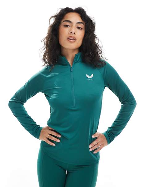 Castore 1/2 zip long sleeve top in dark turquoise - view 1