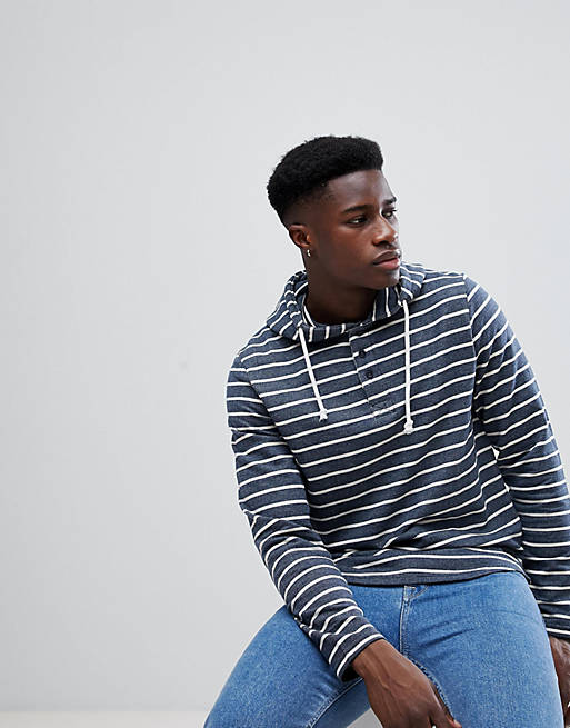 Casual Friday Overhead Hoodie With Buttons In Stripe | ASOS