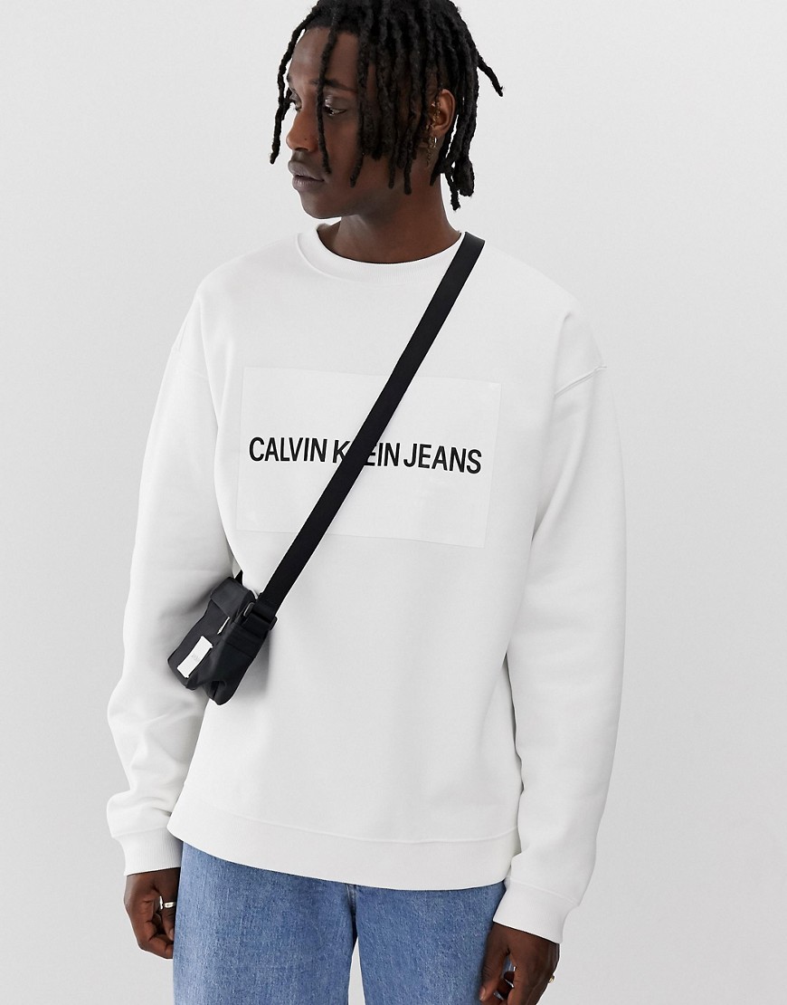 Casual sweatshirt med logo fra Calvin Klein Jeans-Hvid