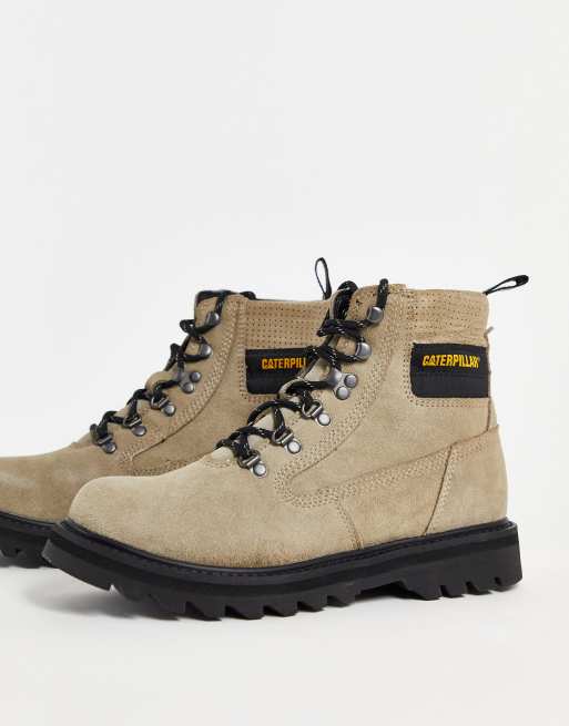 CAT graviton lace up hiker boots in light taupe ASOS