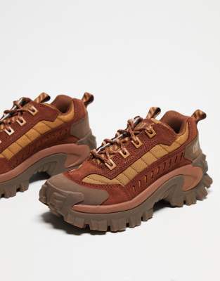 Cat Footwear CAT Intruder chunky lace up trainers in tortoiseshell tan-Brown