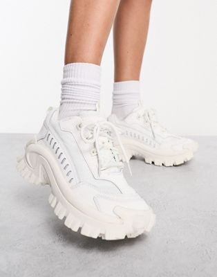 Cat Intruder chunky lace up trainers in white  - ASOS Price Checker
