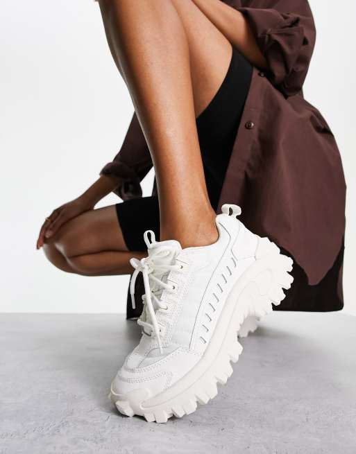 CAT - Intruder - Hvide chunky sneakers med snørebånd 