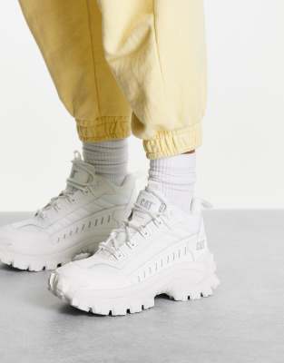 CAT intruder mid lace up hiking boots in white - ASOS Price Checker