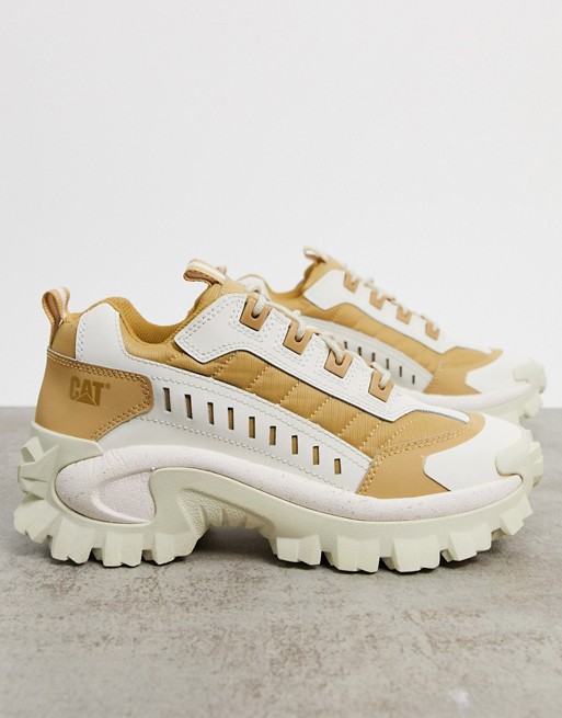 CAT intruder trainers in tan and white