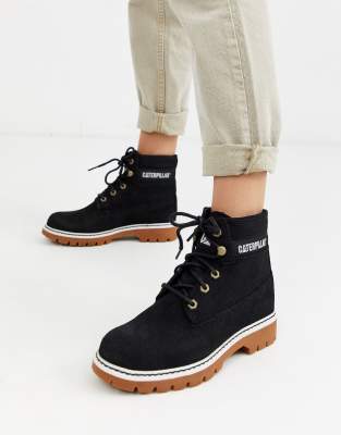 CAT lyric corduroy suede lace up boots 