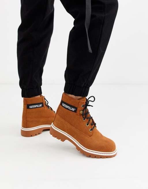 Cat Lyric Corduroy Suede Lace Up Boots In Rust Asos