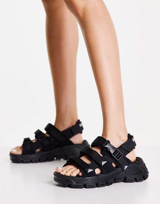 CAT Progressor Buckle chunky utility sandals in black