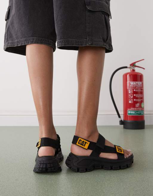 CAT Progressor web bold chunky sandals in black womens , 4 of 4