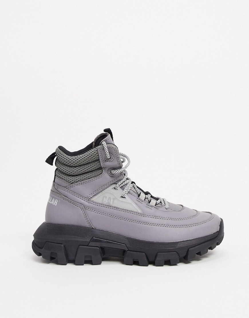 CAT raider lace hi boots in gray