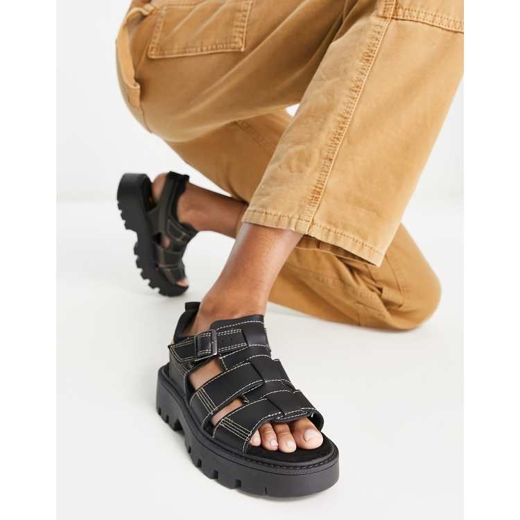 CAT Rigor chunky sandals in black leather | ASOS display picture 2
