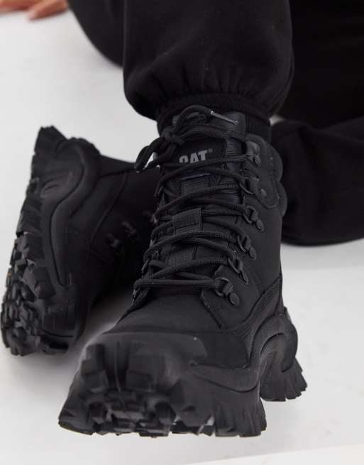 Black hiking shop style boots