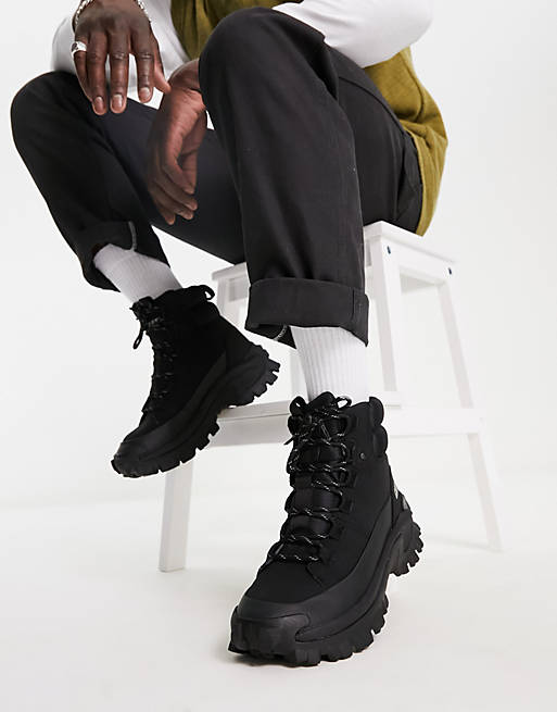 CAT Tresspass galosh boots in triple black | ASOS