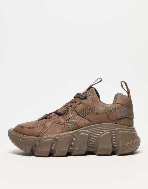 CAT unisex Imposter chunky lace up sneakers in fungi beige